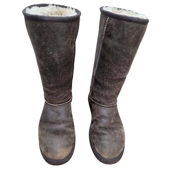 Ugg Australia Brown Classic Tall Bomber Shearling Lined Leather